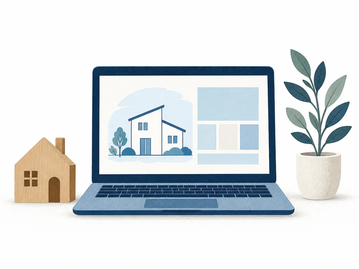 住まいの情報を見られるホームページを表したイラスト
