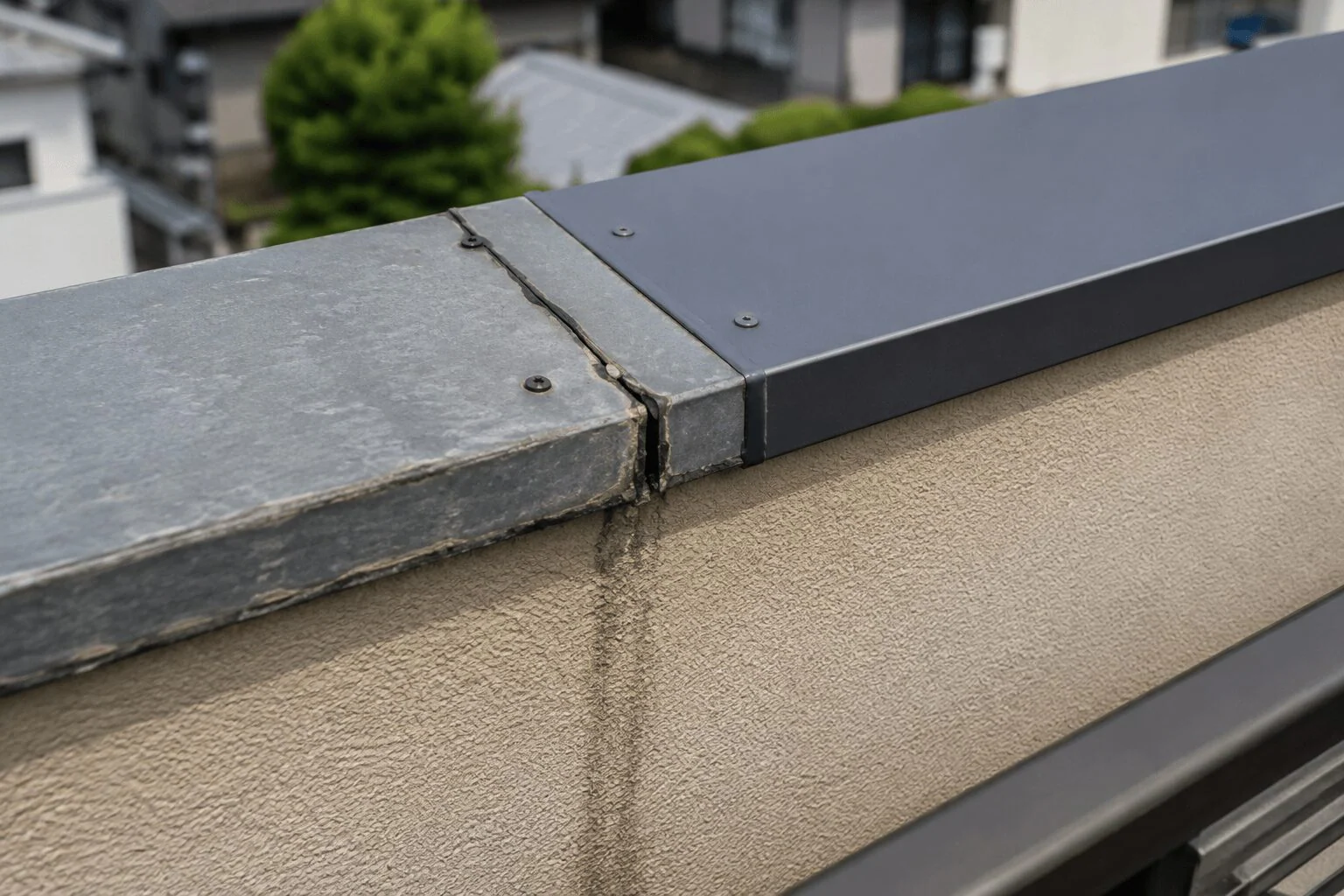 中央区のパラペット笠木を防水改修した事例
