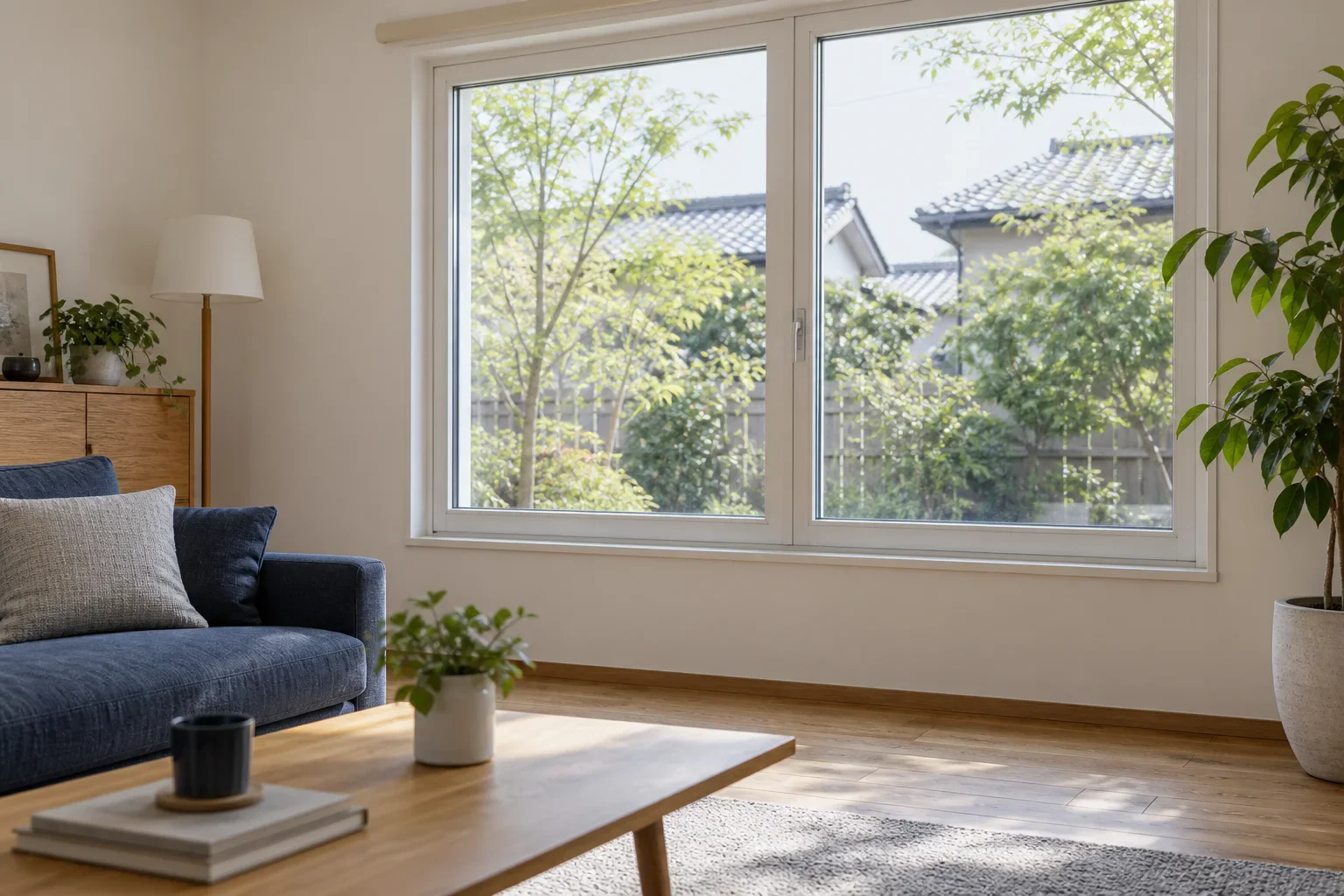 大きな窓から庭を望む住まいのイメージ