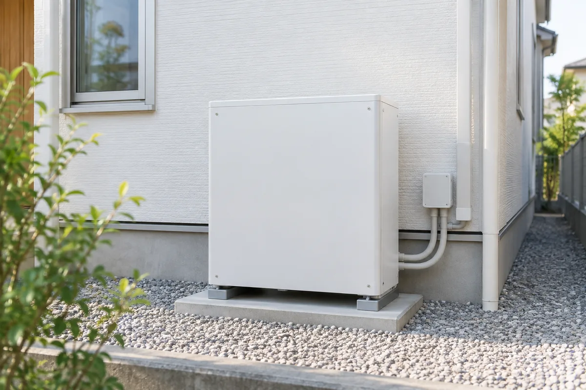 住宅の外壁脇に設置された家庭用蓄電池のイメージ