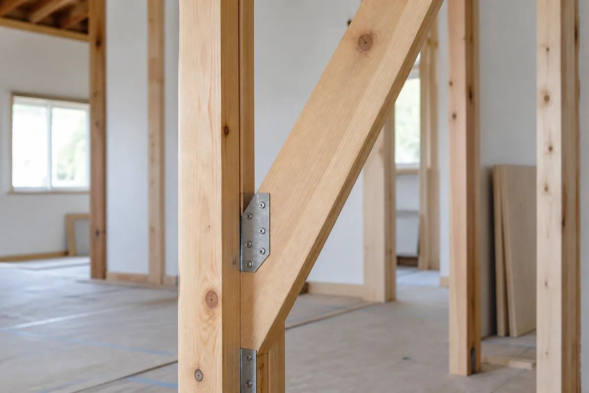 木造住宅の柱と筋交いを表したイメージ