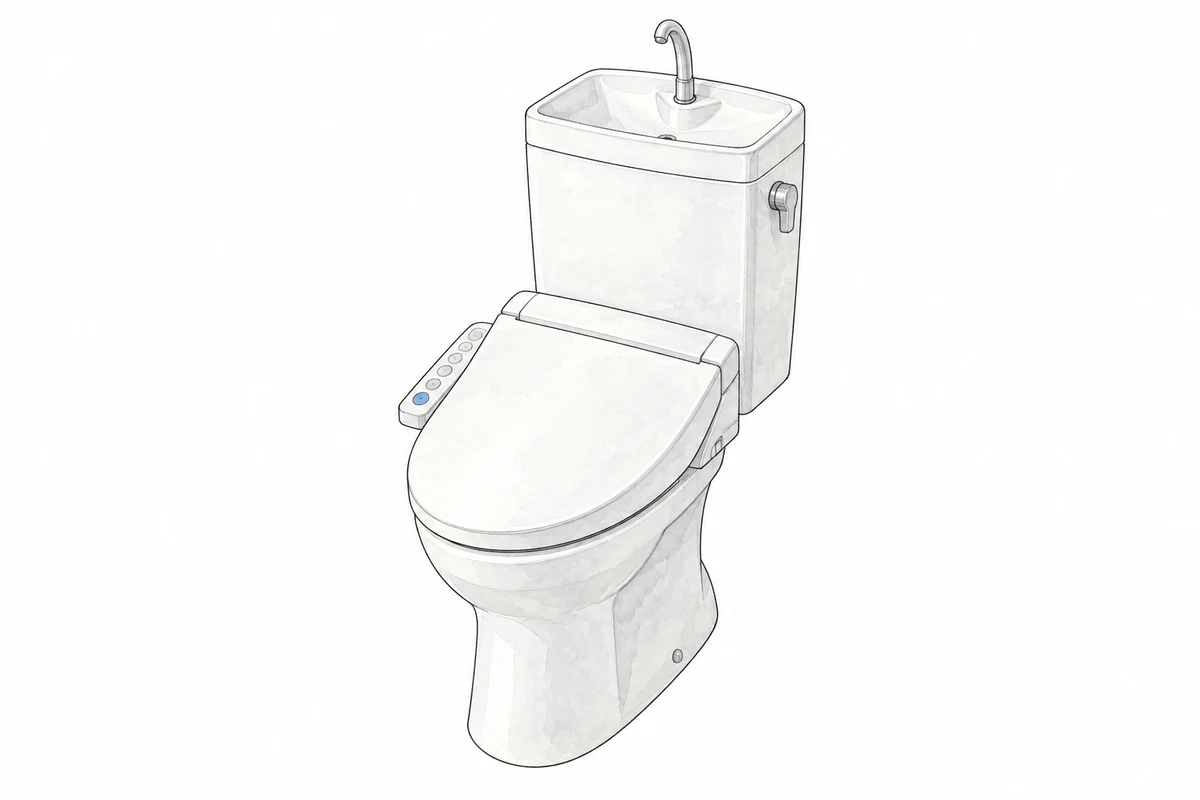 タンク・便器・便座を組み合わせるタイプのトイレのイメージ