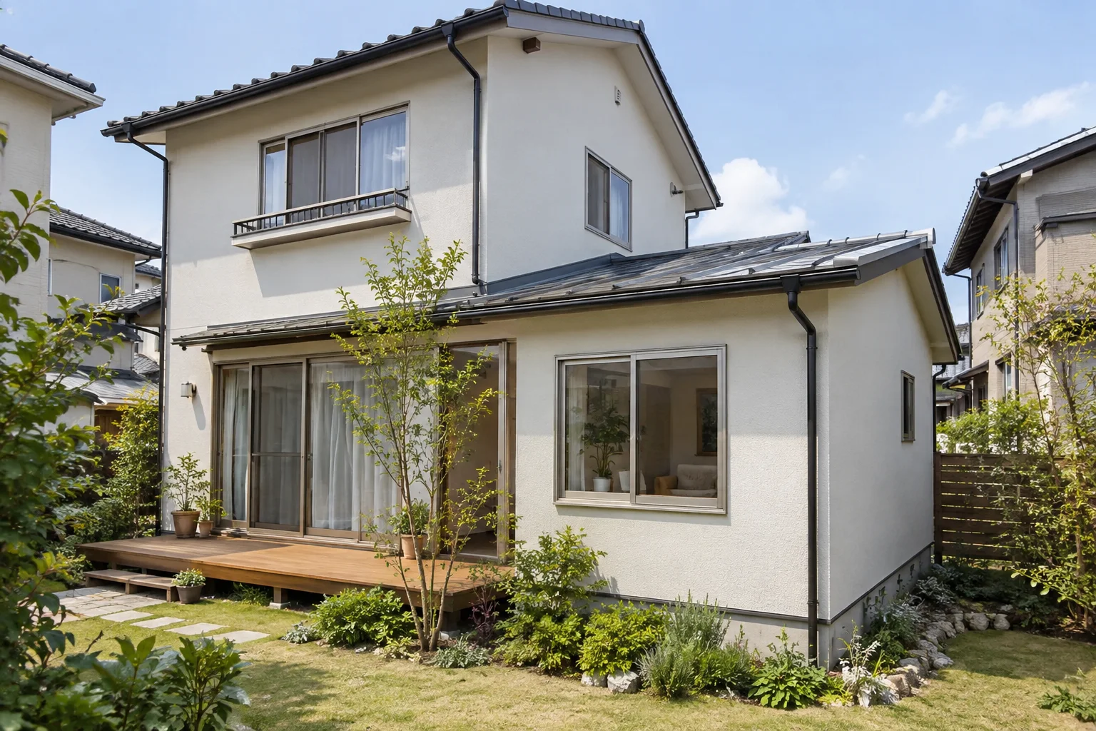既存の戸建てに1階の居室を増築した住まいのイメージ