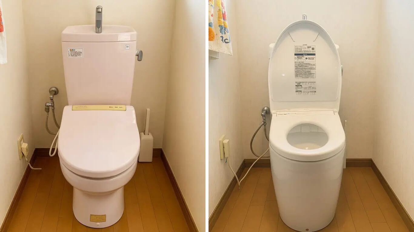 トイレリフォーム（TOTO ピュアレストEX＋アプリコットF4A）