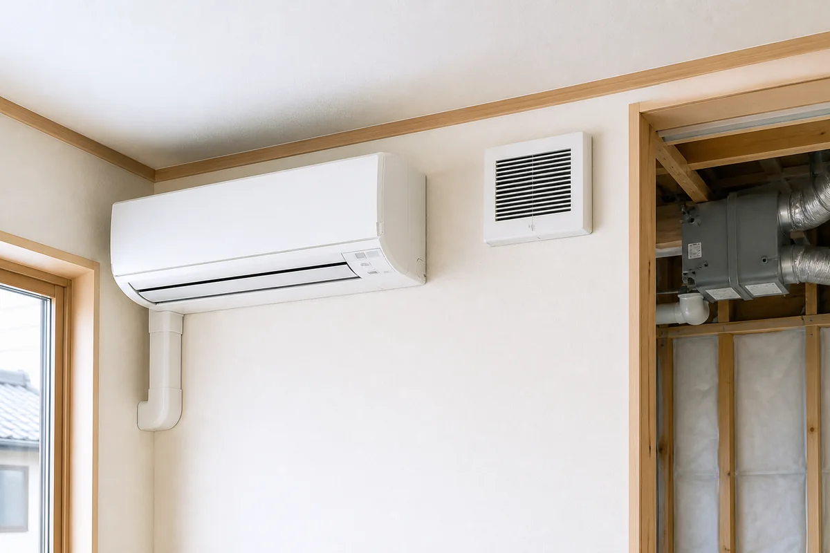 住宅用の換気・空調設備の施工イメージ